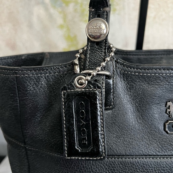 Coach Tribeca Black Leather Chain-Handle Tote - Picture 3 of 15